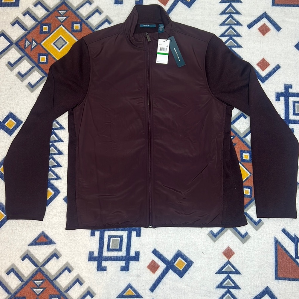 Perry Ellis Fleece zip jacket maroon north face